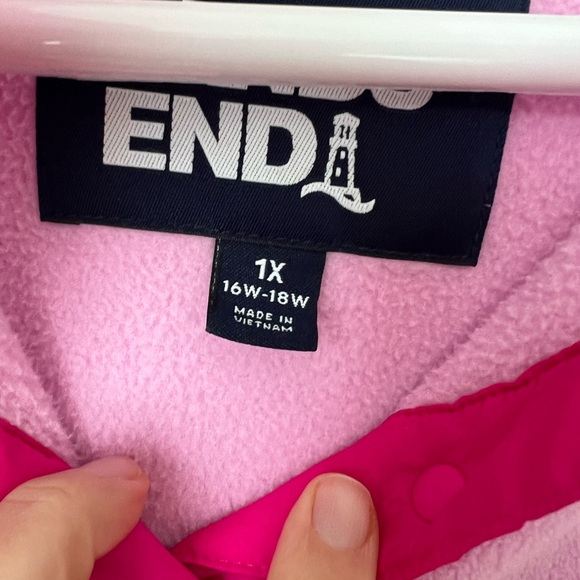 Lands End Pink Fleece Pullover 1X - Picture 3 of 3